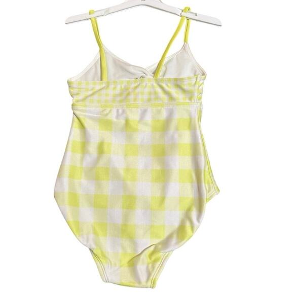 NWT Yellow Gingham One Piece Swimsuit Girl Toddler Size Small 6/7 Kid Cat & Jack - Picture 2 of 7